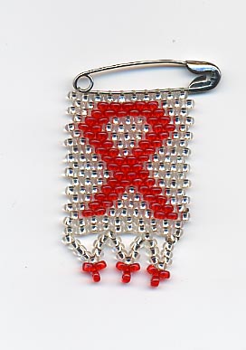 hand-beaded HIV pin: $4 hand-beaded HIV pin: $4